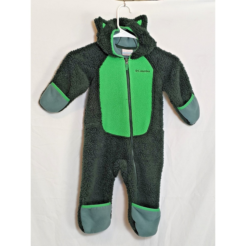 Columbia Green Foxy Baby Sherpa Bunting One-Piece Snowsuit Sz 12-18 mo